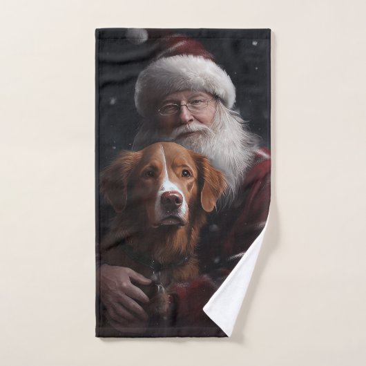 Nova Scotia Duck Toller mit dem Weihnachtsmann fei Badhandtuch Set (Handtuch)