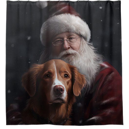Nova Scotia Duck Toller mit dem Weihnachtsmann fei Duschvorhang (Vorderseite)