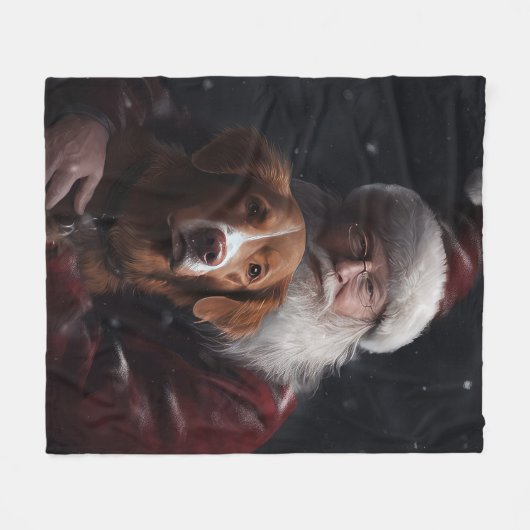 Nova Scotia Duck Toller mit dem Weihnachtsmann fei Fleecedecke (Vorderseite (Horizontal))
