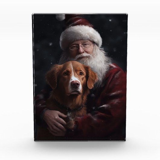 Nova Scotia Duck Toller mit dem Weihnachtsmann fei Fotoblock (Vorderseite)