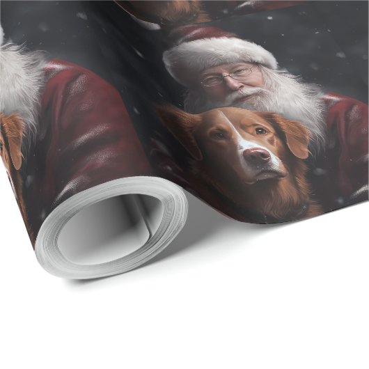 Nova Scotia Duck Toller mit dem Weihnachtsmann fei Geschenkpapier (Rolleneckpunkt)