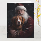 Nova Scotia Duck Toller mit dem Weihnachtsmann fei Karte (Gelbe Blume)