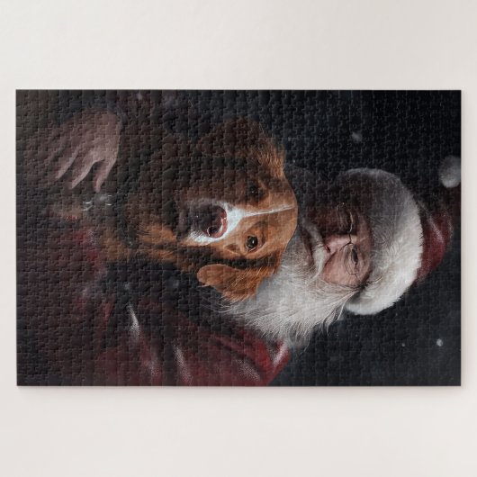 Nova Scotia Duck Toller mit dem Weihnachtsmann fei Puzzle (Horizontal)