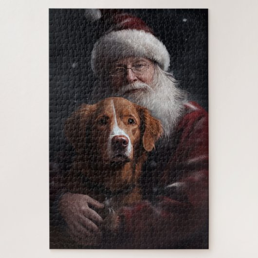 Nova Scotia Duck Toller mit dem Weihnachtsmann fei Puzzle (Vertikal)