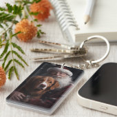 Nova Scotia Duck Toller mit dem Weihnachtsmann fei Schlüsselanhänger (Vorderseite rechts)