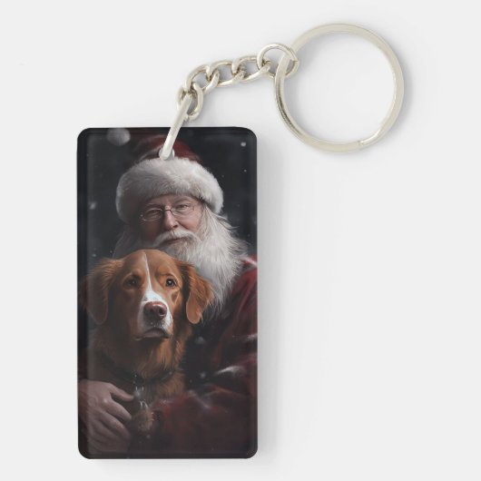 Nova Scotia Duck Toller mit dem Weihnachtsmann fei Schlüsselanhänger (Rückseite)