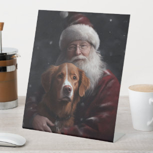 Nova Scotia Duck Toller mit dem Weihnachtsmann fei Sockelschild
