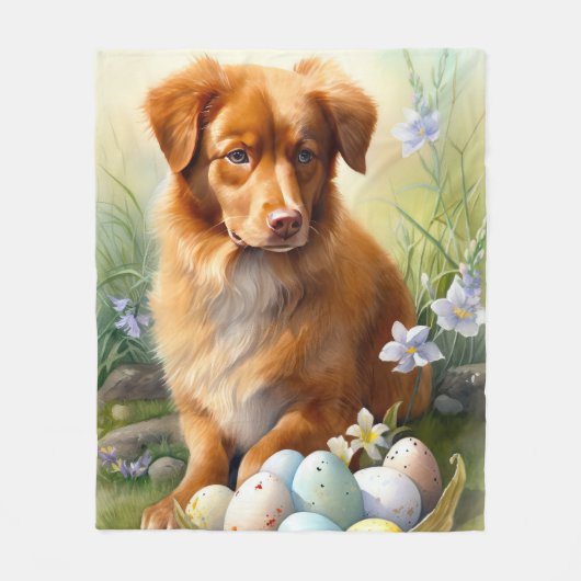 Nova Scotia Duck Toller mit Ostereiern Urlaub Fleecedecke (Vorderseite)