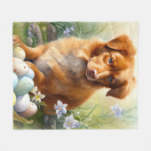 Nova Scotia Duck Toller mit Ostereiern Urlaub Fleecedecke (Vorderseite (Horizontal))