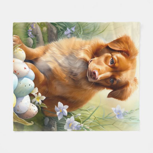 Nova Scotia Duck Toller mit Ostereiern Urlaub Fleecedecke (Vorderseite (Horizontal))