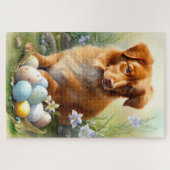 Nova Scotia Duck Toller mit Ostereiern Urlaub Puzzle (Horizontal)