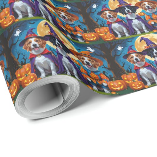 Nova Scotia Duck Toller Pumpkin Halloween Funny Geschenkpapier (Rolleneckpunkt)