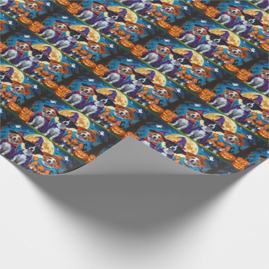 Nova Scotia Duck Toller Pumpkin Halloween Funny Geschenkpapier (Ecke)