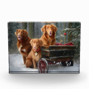 Nova Scotia Duck Toller Retriever Schnee-Schlitten Fotoblock
