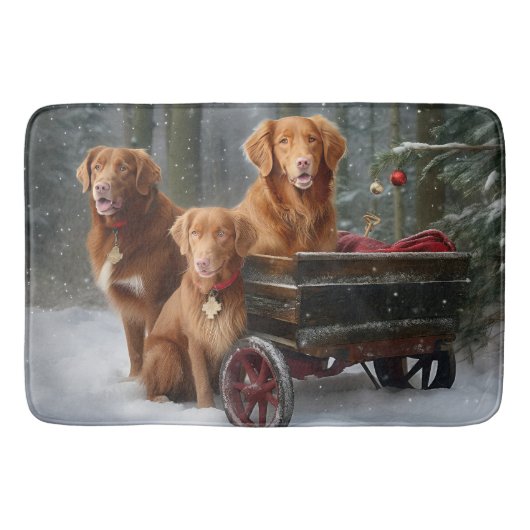 Nova Scotia Duck Toller Retriever Snowy Sleigh Badematte (Vorderseite)