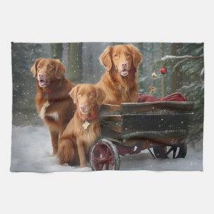 Nova Scotia Duck Toller Retriever Snowy Sleigh Geschirrtuch