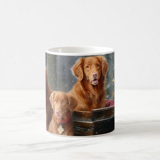 Nova Scotia Duck Toller Retriever Snowy Sleigh Kaffeetasse (Mittel)