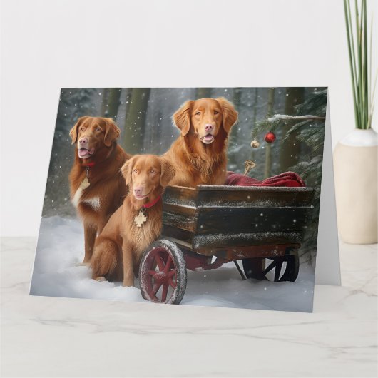 Nova Scotia Duck Toller Retriever Snowy Sleigh Karte (Vorderseite)