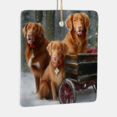 Nova Scotia Duck Toller Retriever Snowy Sleigh Keramikornament (Rechts)