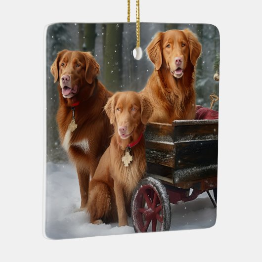 Nova Scotia Duck Toller Retriever Snowy Sleigh Keramikornament (Rechts)