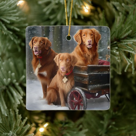 Nova Scotia Duck Toller Retriever Snowy Sleigh Keramikornament (Baum)