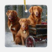 Nova Scotia Duck Toller Retriever Snowy Sleigh Keramikornament (Vorderseite)
