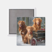 Nova Scotia Duck Toller Retriever Snowy Sleigh Magnet (Vorderseite/Rückseite)