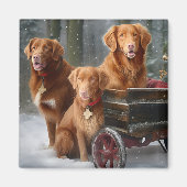 Nova Scotia Duck Toller Retriever Snowy Sleigh Magnet (Vorne)