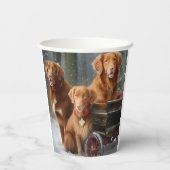 Nova Scotia Duck Toller Retriever Snowy Sleigh Pappbecher (Rückseite)
