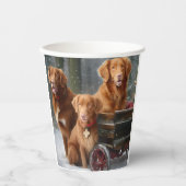 Nova Scotia Duck Toller Retriever Snowy Sleigh Pappbecher (Vorderseite)