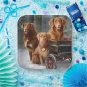 Nova Scotia Duck Toller Retriever Snowy Sleigh Pappteller (Party)