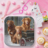 Nova Scotia Duck Toller Retriever Snowy Sleigh Pappteller (Party)