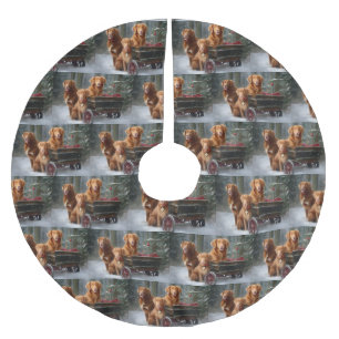 Nova Scotia Duck Toller Retriever Snowy Sleigh Polyester Weihnachtsbaumdecke
