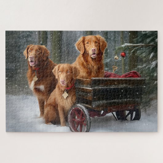 Nova Scotia Duck Toller Retriever Snowy Sleigh Puzzle (Horizontal)