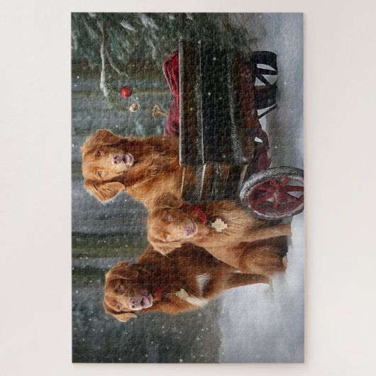 Nova Scotia Duck Toller Retriever Snowy Sleigh Puzzle (Vertikal)