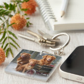 Nova Scotia Duck Toller Retriever Snowy Sleigh Schlüsselanhänger (Vorderseite rechts)