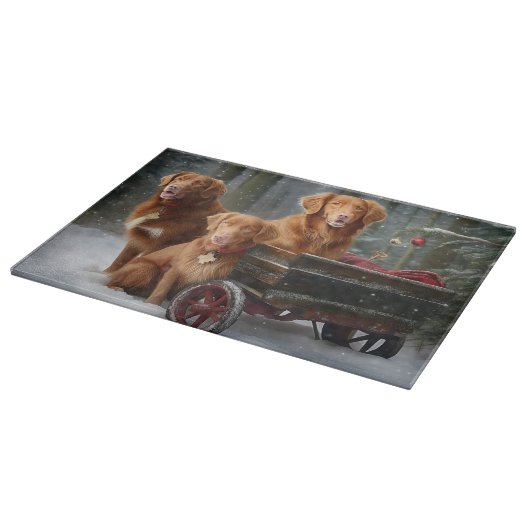 Nova Scotia Duck Toller Retriever Snowy Sleigh Schneidebrett (Ecke)
