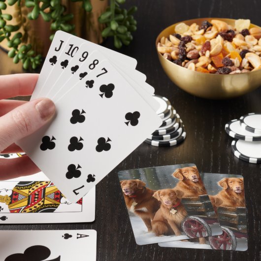 Nova Scotia Duck Toller Retriever Snowy Sleigh Spielkarten (In Situ)