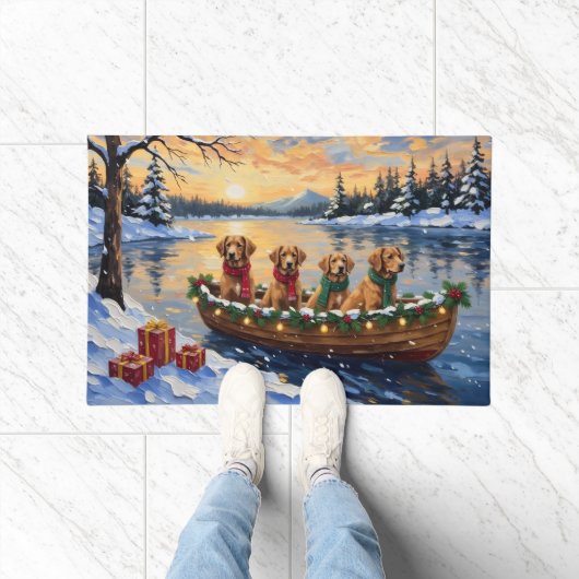Nova Scotia Duck Tolling Retriever Christmas Boat Fußmatte (Indoor)