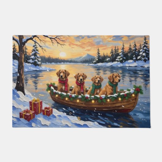 Nova Scotia Duck Tolling Retriever Christmas Boat Fußmatte (Vorderseite)
