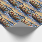 Nova Scotia Duck Tolling Retriever Christmas Boat Geschenkpapier (Ecke)