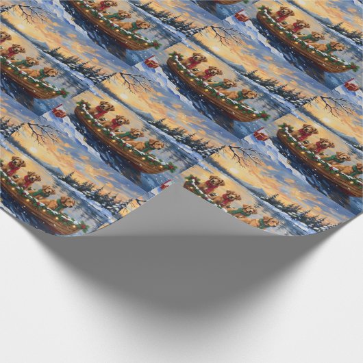 Nova Scotia Duck Tolling Retriever Christmas Boat Geschenkpapier (Ecke)