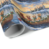Nova Scotia Duck Tolling Retriever Christmas Boat Geschenkpapier (Rolleneckpunkt)