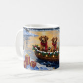 Nova Scotia Duck Tolling Retriever Christmas Boat Kaffeetasse (Vorderseite Links)