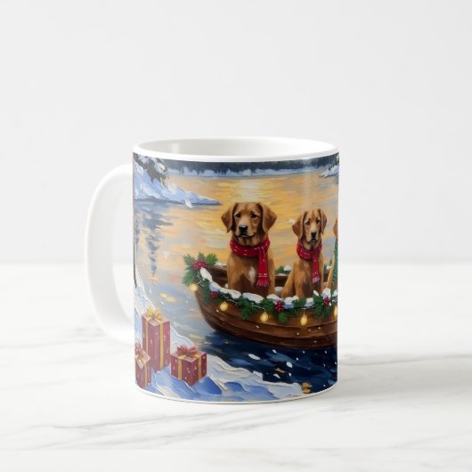 Nova Scotia Duck Tolling Retriever Christmas Boat Kaffeetasse (Vorderseite Links)