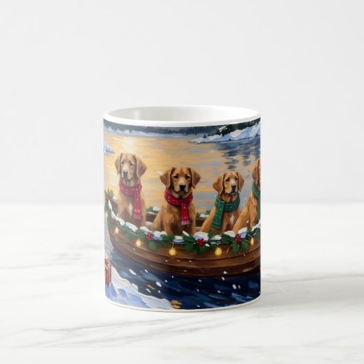 Nova Scotia Duck Tolling Retriever Christmas Boat Kaffeetasse (Mittel)