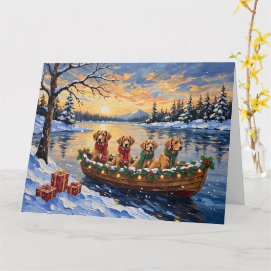Nova Scotia Duck Tolling Retriever Christmas Boat  Karte (Gelbe Blume)
