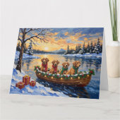 Nova Scotia Duck Tolling Retriever Christmas Boat Karte (Vorderseite)