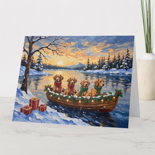 Nova Scotia Duck Tolling Retriever Christmas Boat  Karte (Vorderseite)