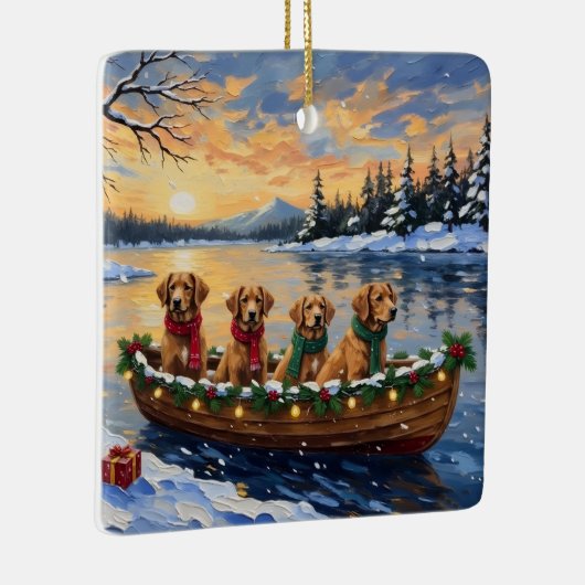 Nova Scotia Duck Tolling Retriever Christmas Boat Keramikornament (Rechts)